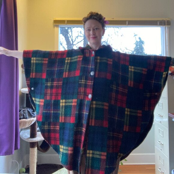 Buttoned Woolen Cape from Johnson Woolen Mills - Picture 1 of 7